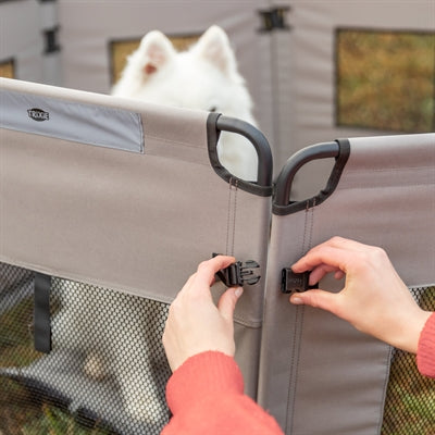 Trixie Faltbarer Campingzaun Ren, 8 Elemente, Grau/Schwarz