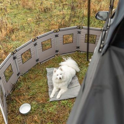 Trixie Faltbarer Campingzaun Ren, 8 Elemente, Grau/Schwarz