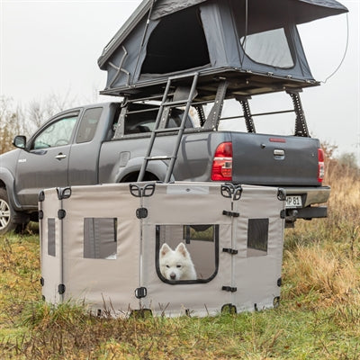 Trixie Faltbarer Campingzaun Ren, 8 Elemente, Grau/Schwarz