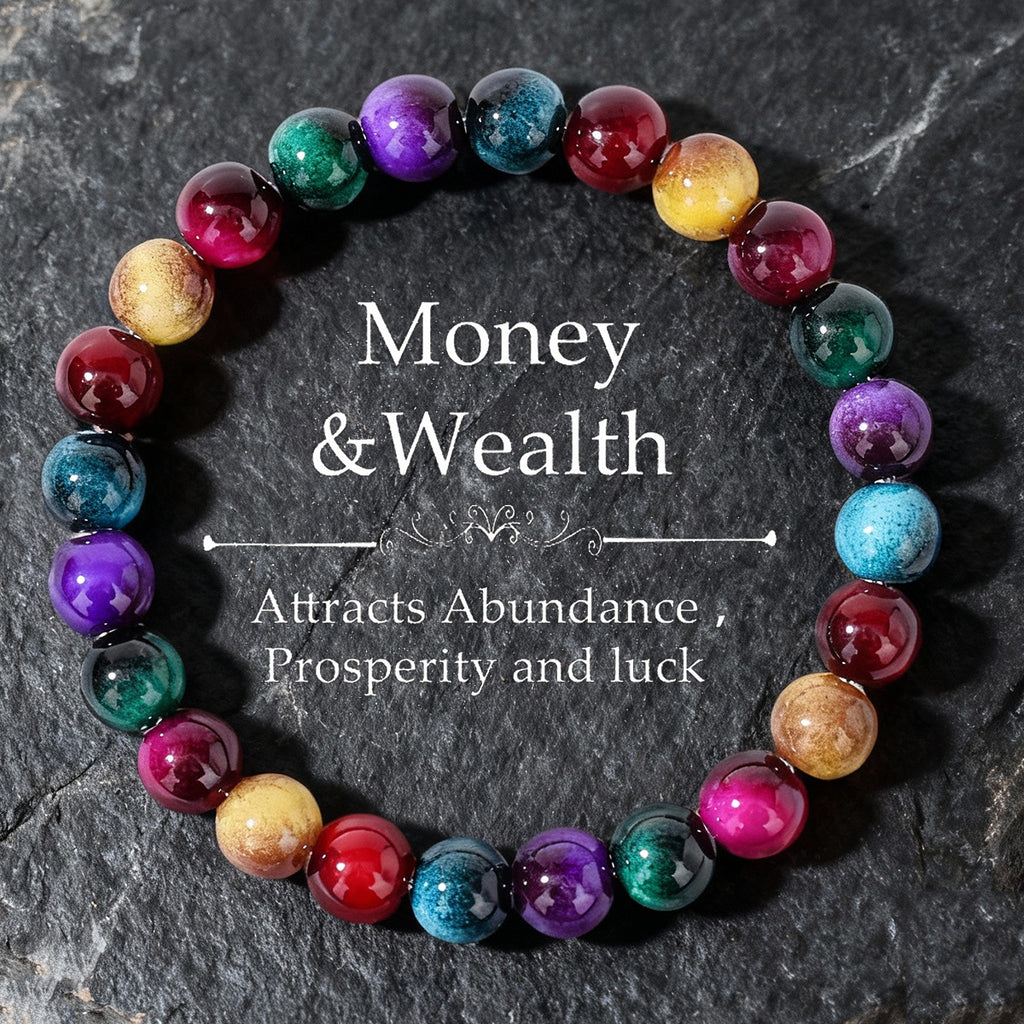 Neues, trendiges, farbenfrohes Perlenarmband mit Tigeraugen-Imitation für Damen