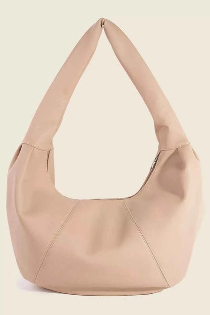Schultertasche aus Leder mit Fayence-Panel-Naht und Halbmond-Effekt