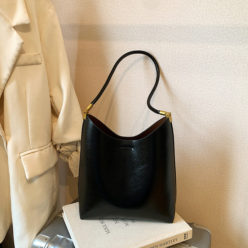 Damen-Tragetasche im Vintage-Stil, einfarbig, hohes Fassungsvermögen