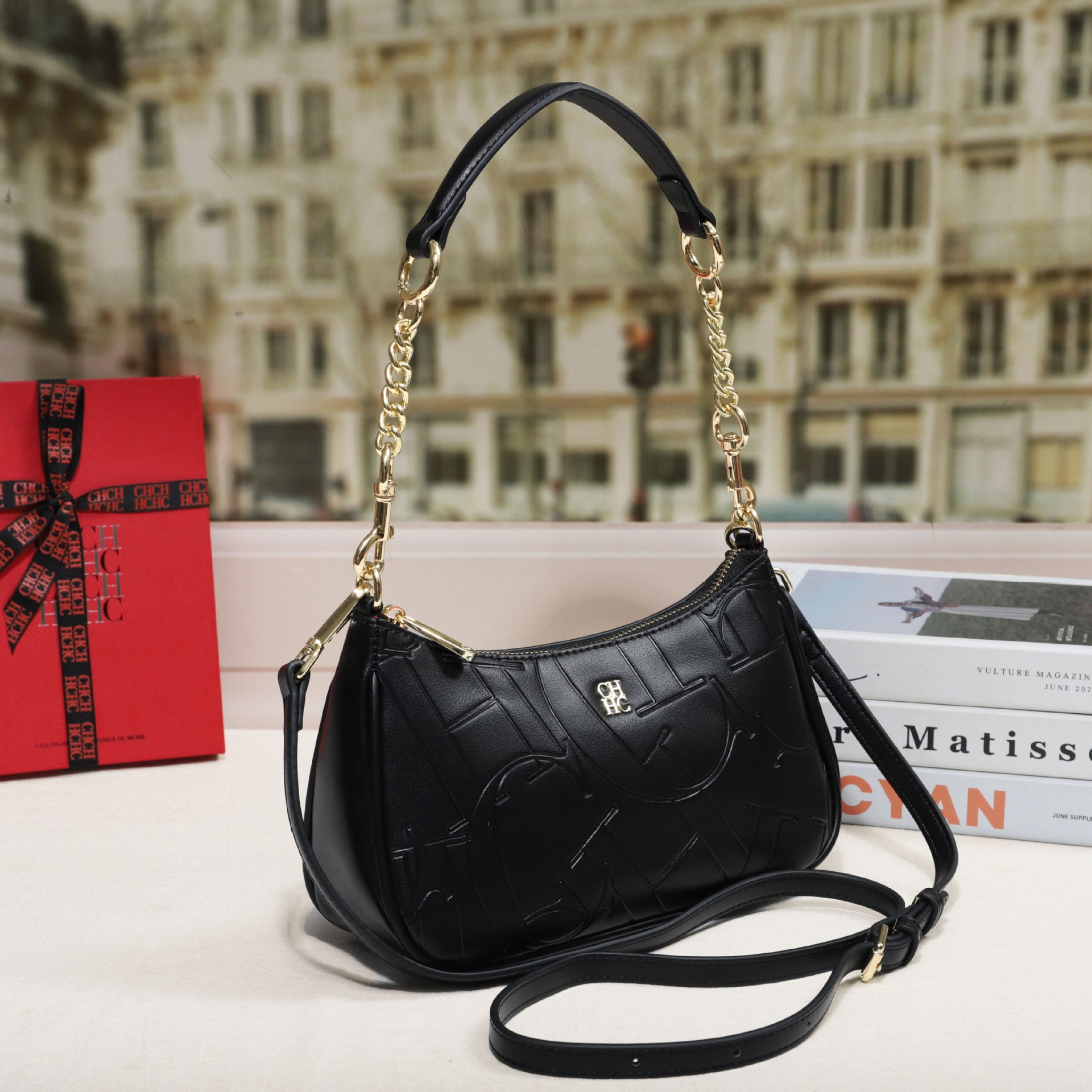 Modische, trendige Damen-Umhängetasche mit geprägtem Buchstabenaufdruck für stylische Outfits