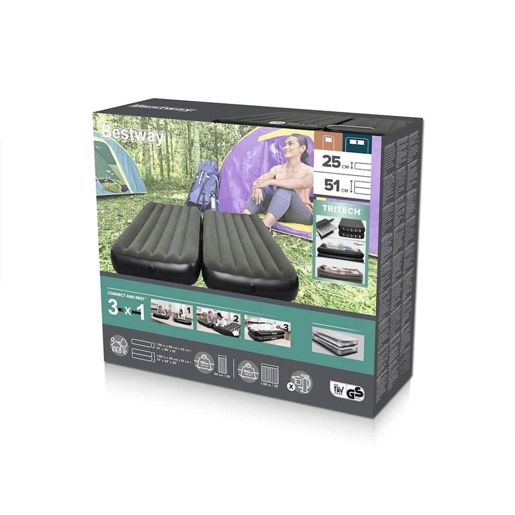 Bestway 3-In-1 Luftbett Schwarz Und Grau 188X99X25 Cm
