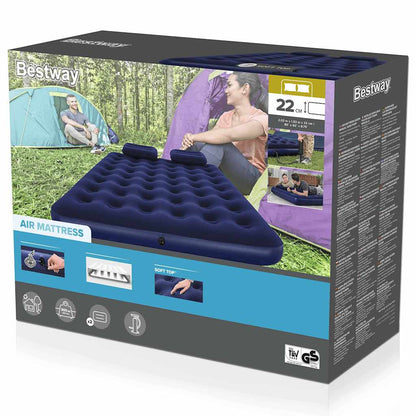 Bestway Luftbett Mit Kissen & Luftpumpe Beflockt 203×152×22 Cm 67374