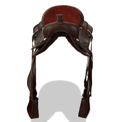 Western-Sattel, Halfter & Brustblatt Echtleder 15"