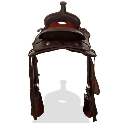 Western-Sattel, Halfter & Brustblatt Echtleder 15"