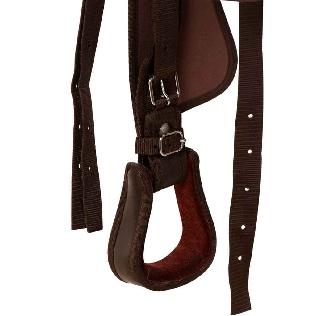 Western-Sattel, Halfter & Brustblatt Echtleder 15"