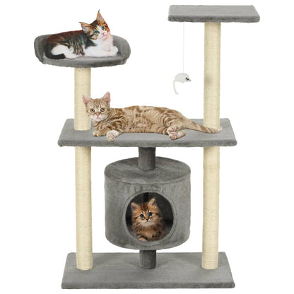 Katzen-Kratzbaum Sisal Grau Pfoten-Aufdruck