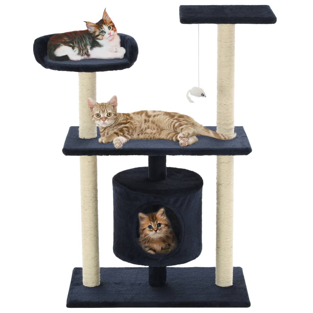 Katzen-Kratzbaum Sisal Grau Pfoten-Aufdruck