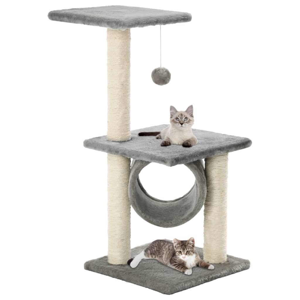 Katzen-Kratzbaum Sisal Beige Pfoten-Aufdruck