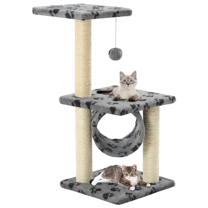 Katzen-Kratzbaum Sisal Beige Pfoten-Aufdruck