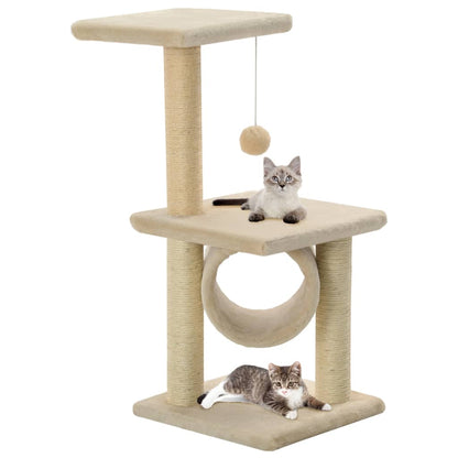 Katzen-Kratzbaum Sisal Beige Pfoten-Aufdruck