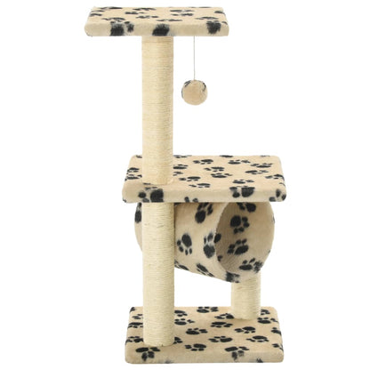 Katzen-Kratzbaum Sisal Beige Pfoten-Aufdruck
