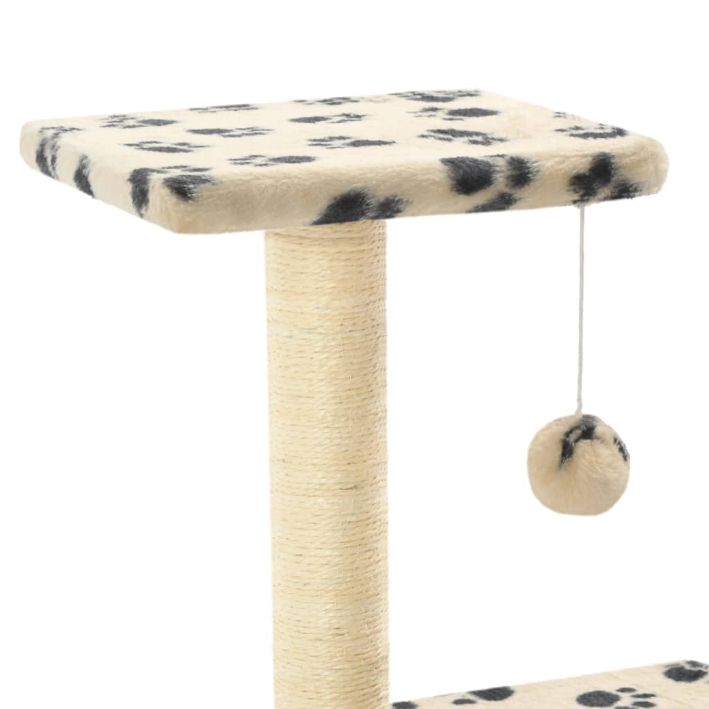 Katzen-Kratzbaum Sisal Beige Pfoten-Aufdruck