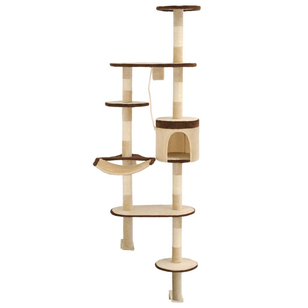 Wandkratzbaum Mit Sisal-Kratzsäulen 194 Cm Beige/Braun