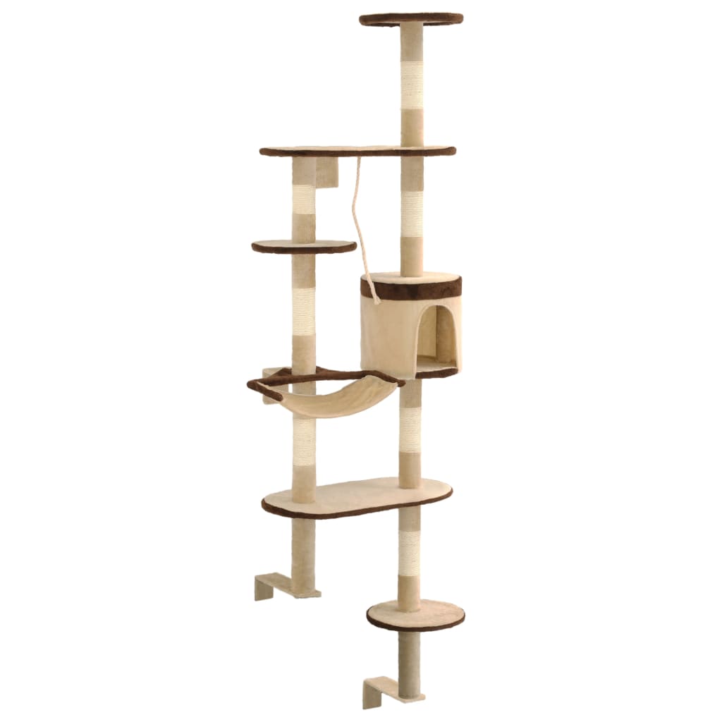 Wandkratzbaum Mit Sisal-Kratzsäulen 194 Cm Beige/Braun