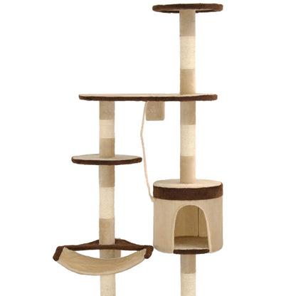 Wandkratzbaum Mit Sisal-Kratzsäulen 194 Cm Beige/Braun