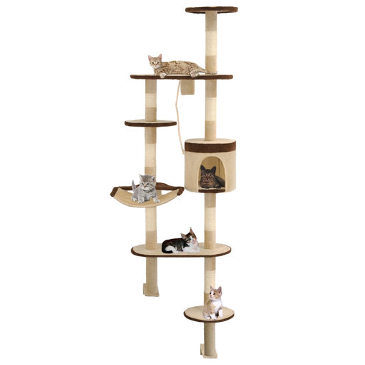 Wandkratzbaum Mit Sisal-Kratzsäulen 194 Cm Beige/Braun