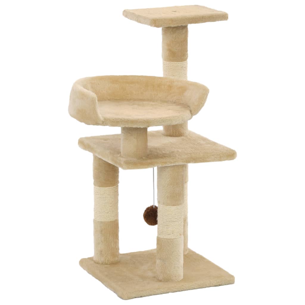 Katzen-Kratzbaum Mit Sisal-Säulen 65 Cm Pfoten-Aufdruck Grau