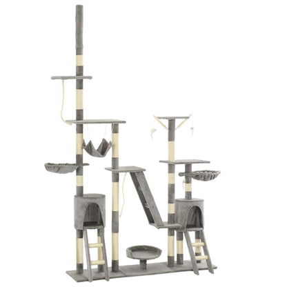 Katzen-Kratzbaum Sisal 230-250 Cm Pfoten-Aufdruck Grau