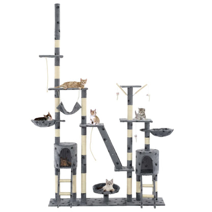 Katzen-Kratzbaum Sisal 230-250 Cm Pfoten-Aufdruck Grau