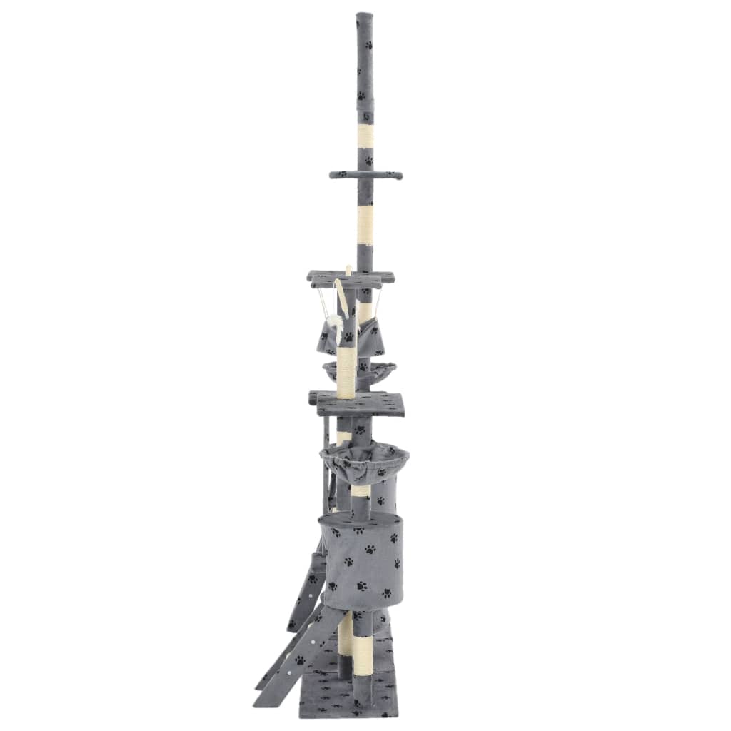 Katzen-Kratzbaum Sisal 230-250 Cm Pfoten-Aufdruck Grau