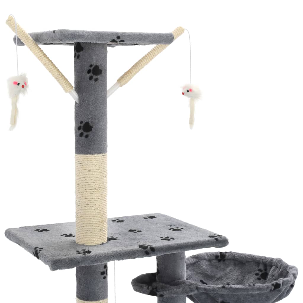 Katzen-Kratzbaum Sisal 230-250 Cm Pfoten-Aufdruck Grau