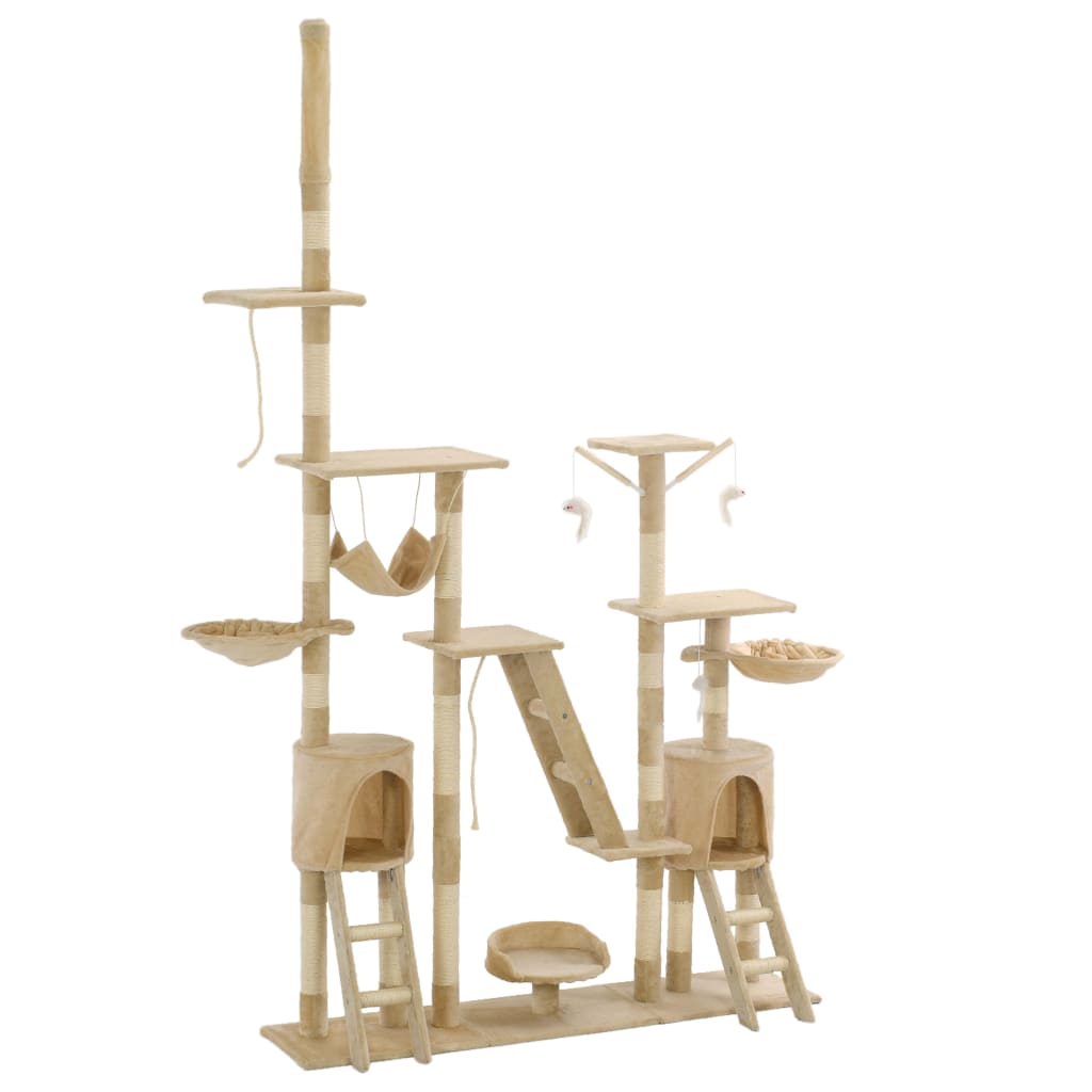 Katzen-Kratzbaum Sisal 230-250 Cm Pfoten-Aufdruck Grau