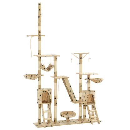 Katzen-Kratzbaum Sisal 230-250 Cm Pfoten-Aufdruck Grau