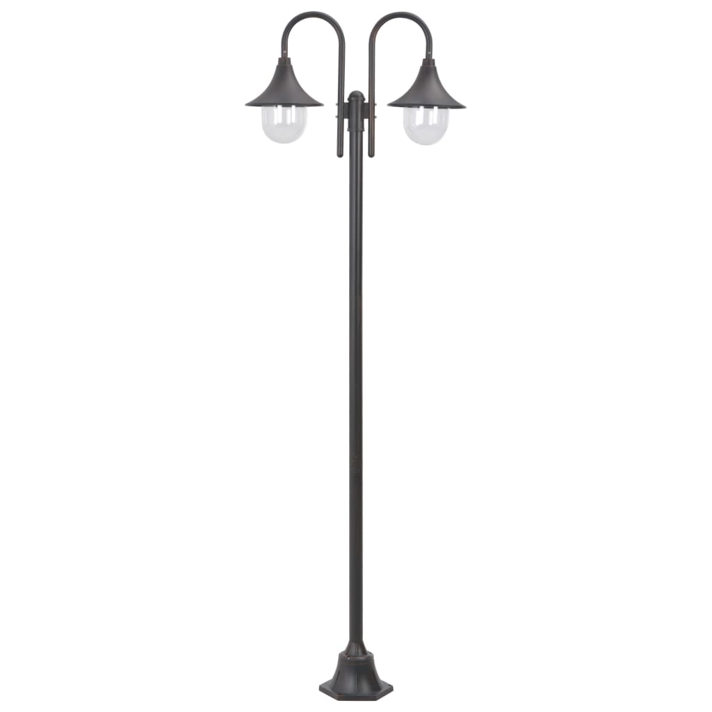 Garten-Pollerleuchte E27 220 Cm Aluminium 2-Laterne Bronze