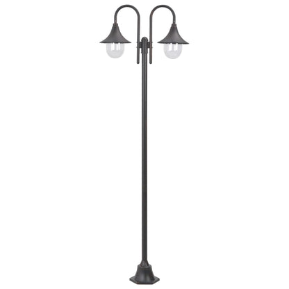 Garten-Pollerleuchte E27 220 Cm Aluminium 2-Laterne Bronze