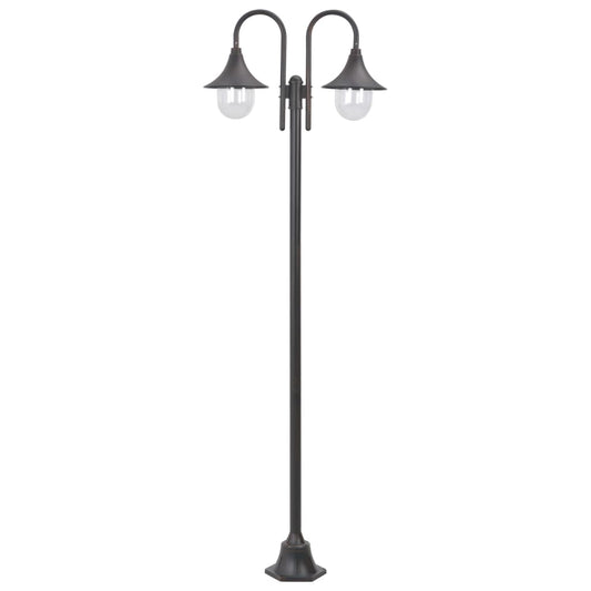 Garten-Pollerleuchte E27 220 Cm Aluminium 2-Laterne Bronze