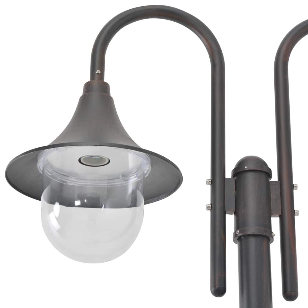 Garten-Pollerleuchte E27 220 Cm Aluminium 2-Laterne Bronze
