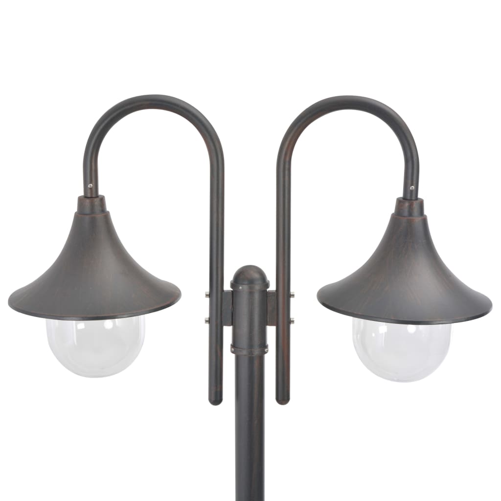 Garten-Pollerleuchte E27 220 Cm Aluminium 2-Laterne Bronze