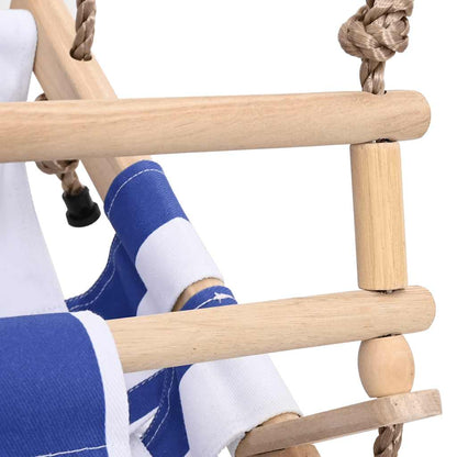 Babyschaukel Mit Sicherheitsgurt Baumwolle Holz Blau
