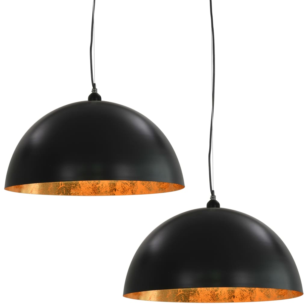 Deckenleuchten 2 Stk. Schwarz Und Gold Halbkugelförmig 50Cm E27