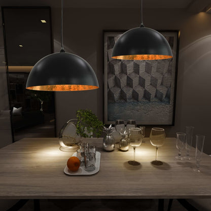 Deckenleuchten 2 Stk. Schwarz Und Gold Halbkugelförmig 50Cm E27