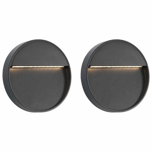 Außenwandleuchten 2 Stk. Led 3W Schwarz