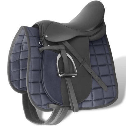 Pferdereiten Sattelset 17,5" Echtes Leder 5-In-1