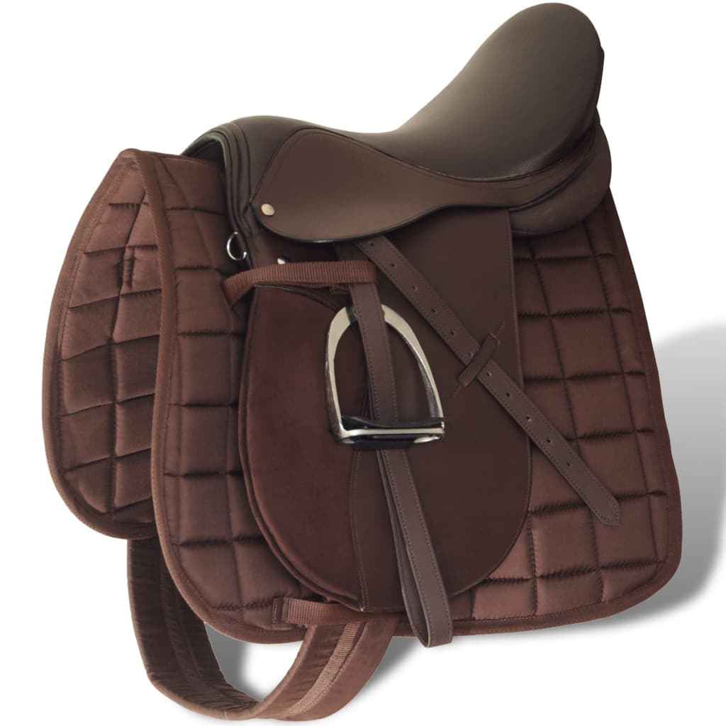 Pferdereiten Sattelset 17,5" Echtes Leder 5-In-1