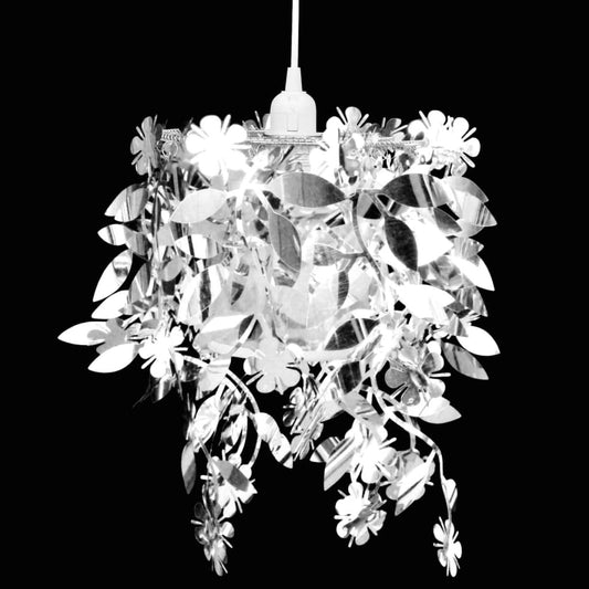 Blätter Pailletten Anhänger Kronlampe N Silber
