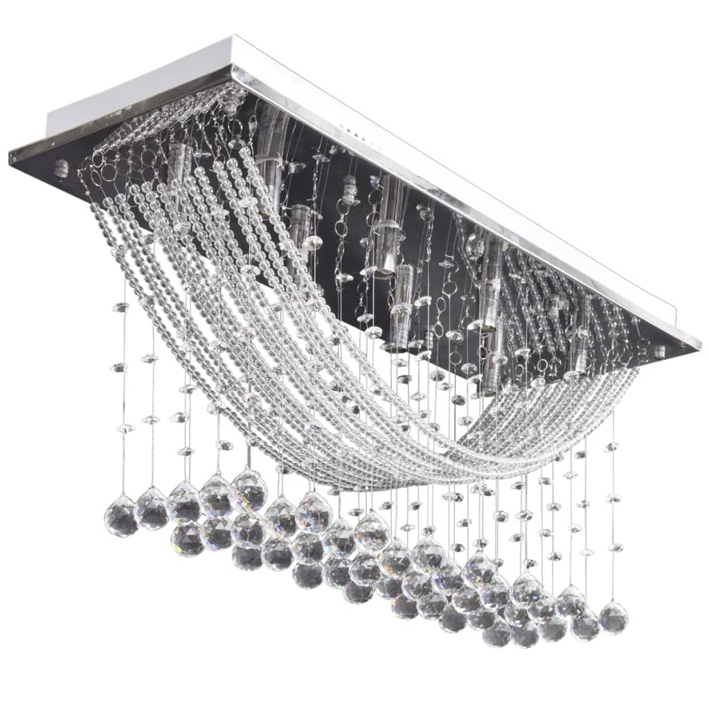 Weiße Deckenlampe Mit Funkelnden Glasperlen 8 X G9 29 Cm Schwarz
