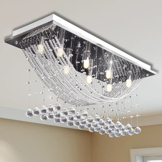 Weiße Deckenlampe Mit Funkelnden Glasperlen 8 X G9 29 Cm Schwarz