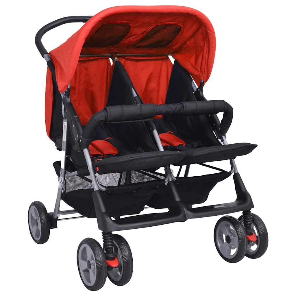 Zwillingskinderwagen Stahl Und Schwarz