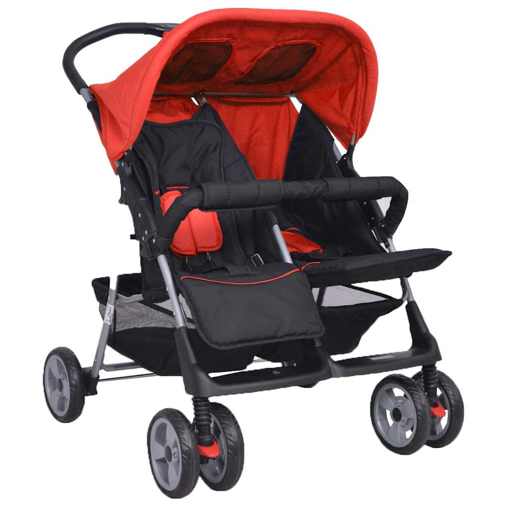 Zwillingskinderwagen Stahl Und Schwarz