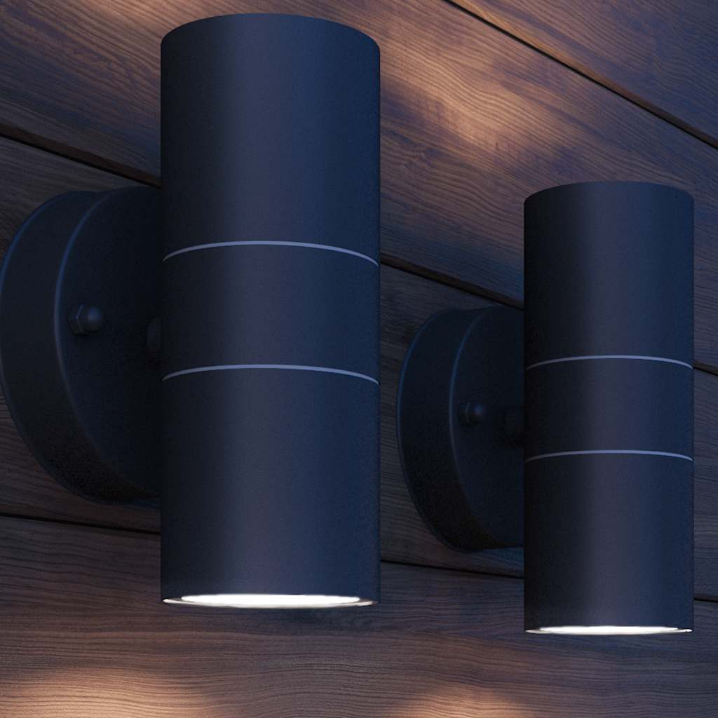 Led Außenwandleuchten 2 Stk. Edelstahl Auf-/Abwärts Schwarz