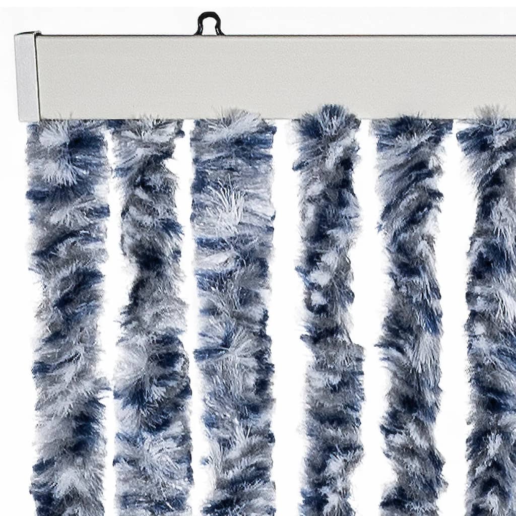 Insektenschutz-Vorhang Blau Weiß Silbern 100X220Cm Chenille Blau/Weiß/Silbern