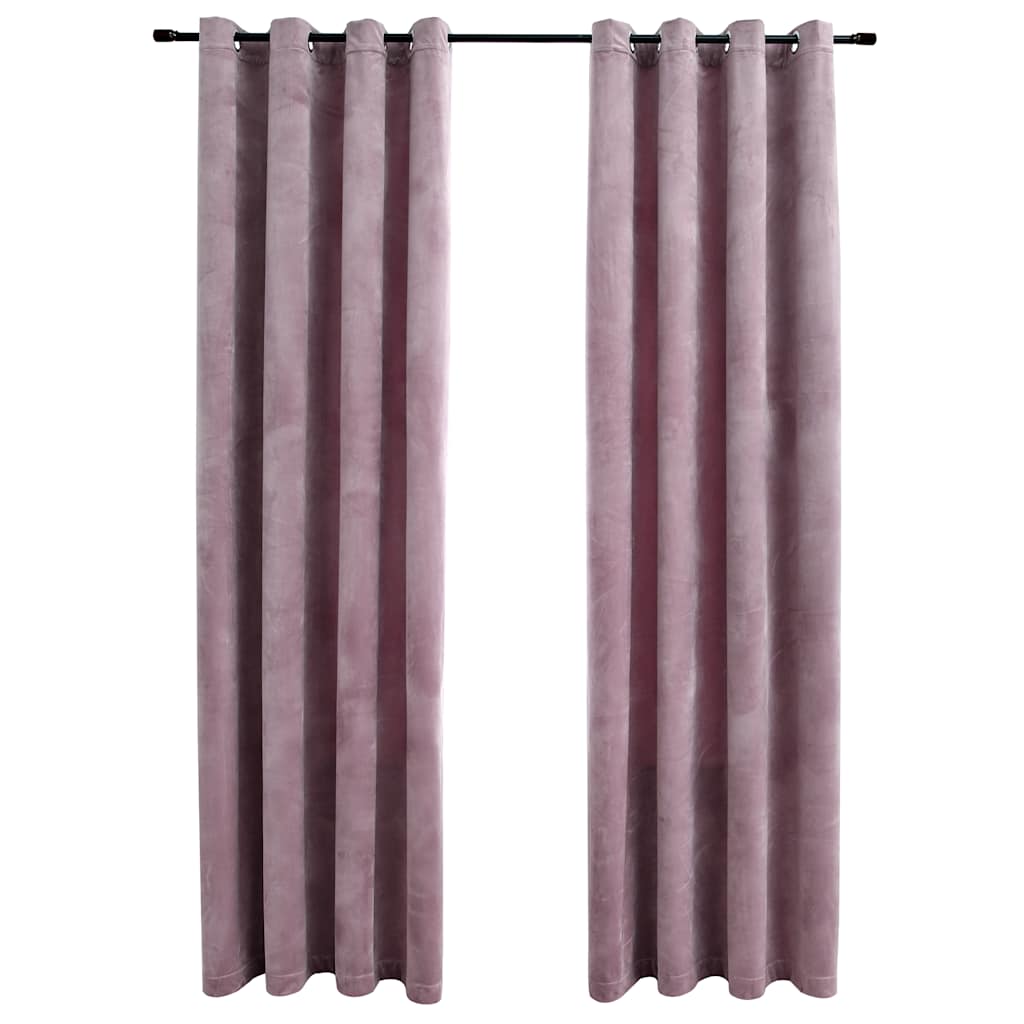 Verdunkelungsvorhänge Mit Ösen 2 Stk. Samt Antik-Rosa 140X175Cm