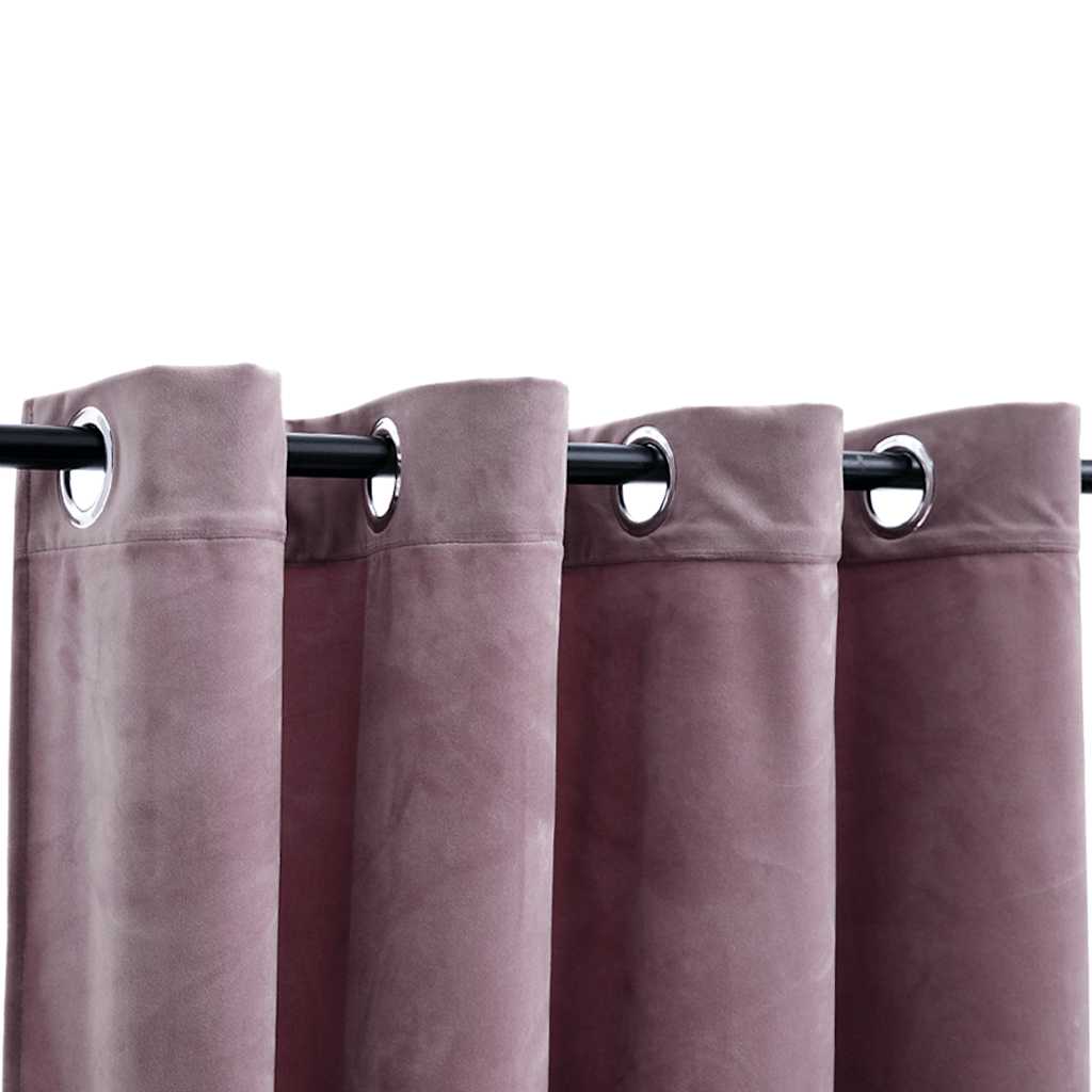 Verdunkelungsvorhänge Mit Ösen 2 Stk. Samt Antik-Rosa 140X175Cm